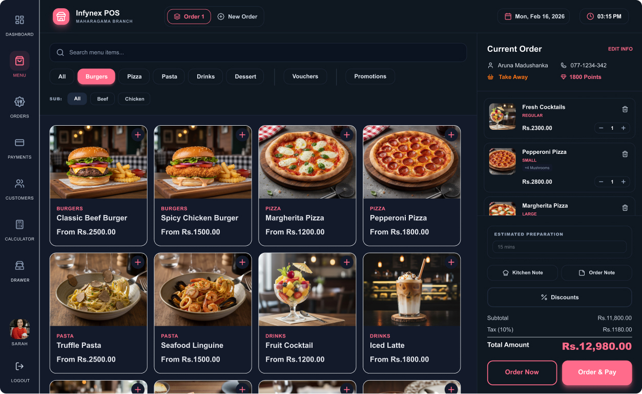 Infynex POS dashboard