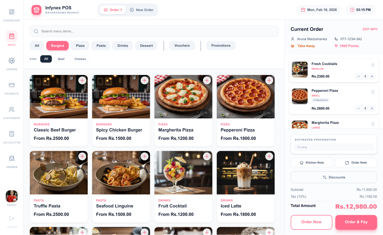 Infynex POS dashboard